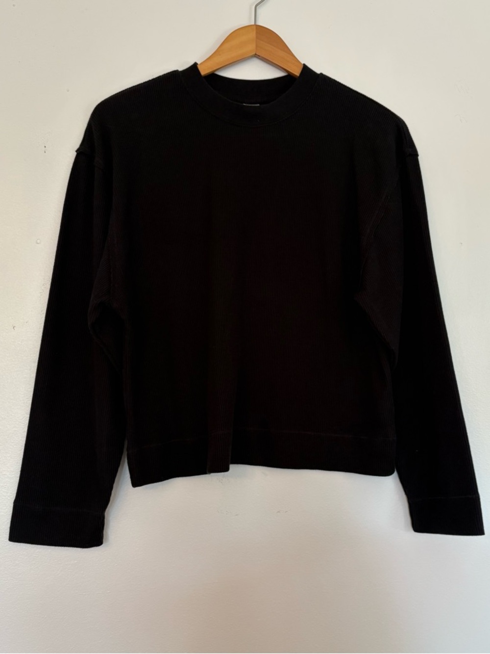 Melrose and Market Cozy Waffel Black Crewneck Sweater